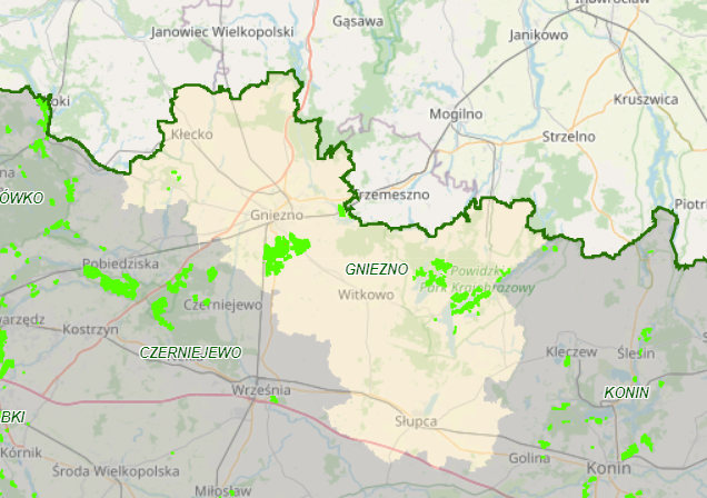 Mapa&#x20;terenów&#x20;Nadleśnictwa&#x20;Gniezno&#x2e;